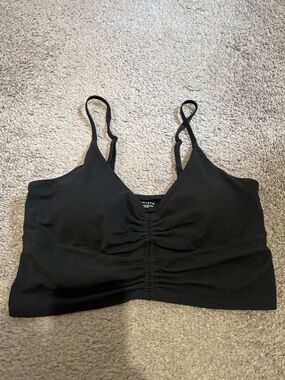 Athleta Ruched Cropped Cut Out Sports Bra